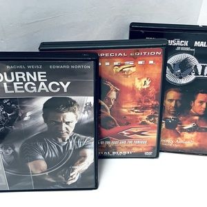 3 Action Movies DVDs-Bourne Legacy-ConAir-xXx VinDiesel-Good Preowned Condition